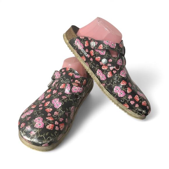 Birkenstock Kay SL Flower Blooming Roses Black Sandals Slides Sz 42 L US 10.5 - Picture 4 of 8